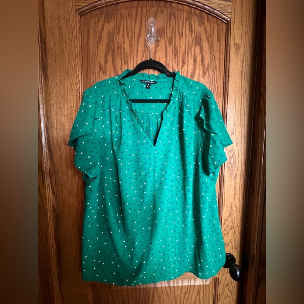 41 Hawthorn Green Polka Dot Blouse